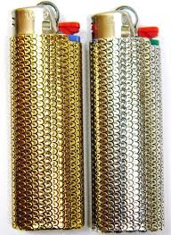 Fish Scale Design Set Of Two Metal Bic Lighter Case For Bic 3 Lighters