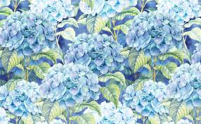 Watercolor pink and blue hydrangea seamless pattern. Watercolor Hydrangea Blossom Blue Background Wallpaper For Walls English Garden