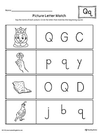 Picture Letter Match Letter Q Worksheet Letter Q Worksheets Picture Letters Printable Alphabet Worksheets