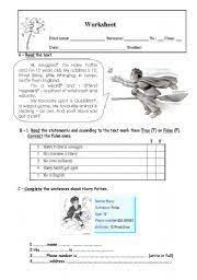 English Worksheet Harry Potter Harry Potter Classroom Harry Potter Unit Study Harry Potter Lessons