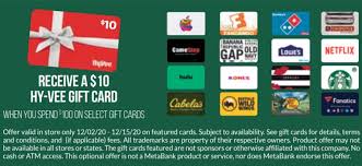Be the first of your friends that will use free time to generate free amazon gift card codes. Expired Hy Vee Buy 100 Select Gift Cards Get 10 Hy Vee Gift Card Free Apple Lowe S Netflix More Gc Galore