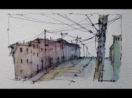 Here is an example of a simple still life set up: A Pen And Wash Demonstration With Soluble Ink And Watercolour Street Scene Peter Sheeler Youtube