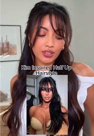 Kim Kardashian Half Up Half Down Hair Bangs