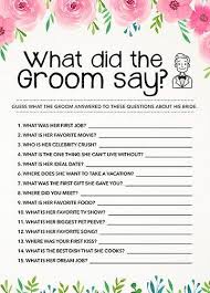 What Did The Groom Say Bridal Shower Games Bachelorette Etsy Wedding Quiz Bridal Party Games Bridal Games