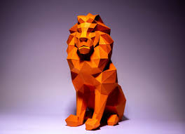 Lion Paper Craft Digital Template Origami Pdf Download Diy Etsy Paper Crafts Paper Sculpture Origami Lion