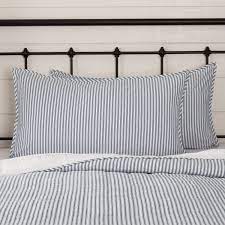 Ticking fabric is a tightly woven heavy cotton or cotton linen blend fabric. Denim Blue Farmhouse Bedding Miller Farm Ticking Stripe Cotton Striped King Sham Walmart Com Walmart Com