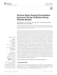 Pdf Passive Back Support Exoskeleton Improves Range Of Motion Using Flexible Beams