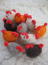 My girlfriend makes the most incredible little knitted hens! Hens And Eggs Crafts Knitting Projects Red Yarn