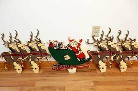 I painted parts of sleigh and deer added eyes to deer and it looks great instead of all white. 20 Vintage Santa Sleigh And Reindeer Outdoor Decoration Magzhouse