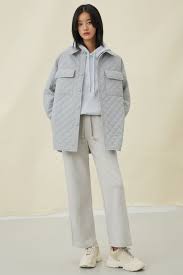 Quilted Shacket Light Grey H M Cn