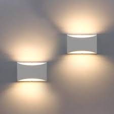 In the bedroom, wall sconces will look great above bedside tables or flanking a dresser or mirror. 2 Pack Modern Wall Sconce Sobrovo Indoor Wall Lights Uplighter Downlighter Gypsum Plaster Sconce Lighting With Wall Lights Indoor Wall Lights Modern Wall Lamp