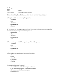 A.komunikasi b.data c.informasi d.komunikasi data. Teknologi Layanan Jaringa1
