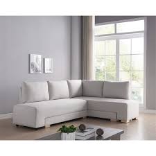 It's made with a solid wood frame, and is upholstered in a polyester blend fabric. Furniture Of America Kiralle Transitional Fabric Sectional In Cream Idi 190651