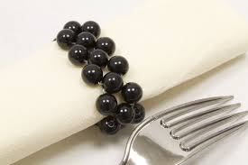 2 Ronds De Serviette En Perles Noirs Rond De Serviette Serviettes Et Vaisselle Jetable