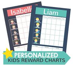 Printable Kids Charts Kids Personalized Reward Chart