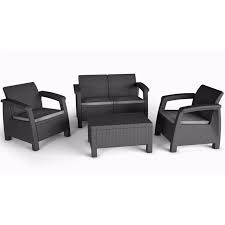 conjunto keter ratan resina bahamas lounge set antracita table et chaises de jardin mobilier de salon table et chaises