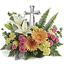 Asmr balloon deflating and pop part two clear away. Precious Petals Crystal Cross Sympathy Arrangement In St Louis Mo Irene S Floral Design