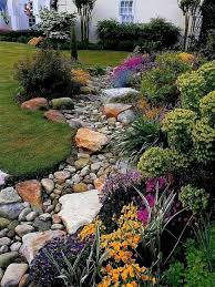 Landscaping With River Rock Dry River Rock Garden Ideas The Happy Housie Pathway Landscaping Small Front Yard Landscaping Backyard Landscaping