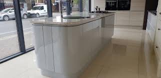 Blackheath spectra black slate gloss laminate kitchen worktop 40mm. Silver Grey Gloss Handleless Kitchen Island With Silestone Worktop 918401 Used Kitchen Hub