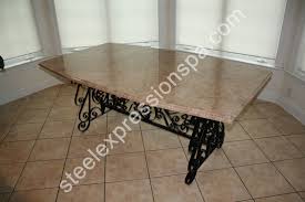 Burnished copper, antique bronze, cobblestone, gun metal, satin black and sand. Wrought Iron Dining Tables Steel Expressions Lancaster County Pa