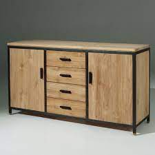 Buffet 2 Portes 4 Tiroirs En Bois Et Metal Luna Bsm Buffet Decoclico Bon Shopping Com Mobilier De Salon Tiroir Bois Meuble Bois Metal