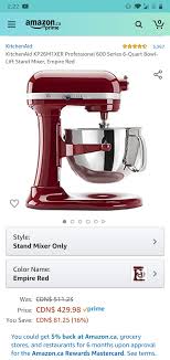 Use the button below to find your country's kitchenaid website. Amazon Ca Price Drop Kitchenaid Professional 600 Series 6 Quart Bowl Lift Stand Mixer 430 Redflagdeals Com Forums
