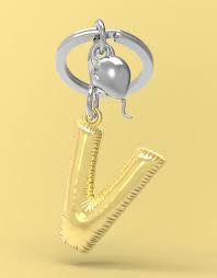 Girl, vaanadhi, milky way ; Alphabet V Key Ring By Metalmorphose