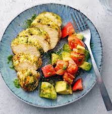 Cilantro Chicken With Avocado Salad Savory Recipe In 2021 Marinated Chicken Recipes Easy Chicken Recipes Paleo Recipes Dinner
