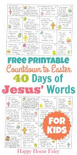 Easter dinner prayer for children : Countdown To Easter 40 Days Of Jesus Words For Kids Free Printable Happy Home Fairy