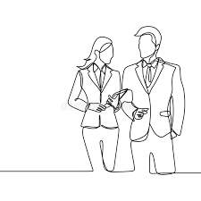 Two Person Of Office Worker. Concept Of A Boss And His Secretary Standing  Looks Gentle And Awesome Continuous One Line Drawing Stock Illustration -  Illustration Of Office, Boss: 142032725