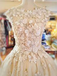 Embroidered Ivory Flower Embellished Wedding Dress By Joanne Fleming Design Ball Gown Wedding Dress Wedding Dresses Embellished Wedding Dress