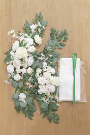 Shop our large selection of greenery, garlands, table and chair décor, handmade bouquet and more. 2pcs Flower Arch Decor With Sheer Drape Pack Of 3 Timeless White
