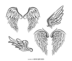 Black And White Angels Outline Set Of Illustrated Angel Wing Outlines Different Shapes And Styles To Choose Angel Wings Illustration Angel Illustration Illustration