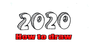How To Draw 2020 Happy New Year 2020 3d Drawing 2020 Online Art Tutorials Happy New Year 2020 Drawing Tutorial Easy