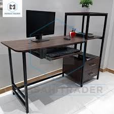 39 computer desk with small table & storage bag, pc laptop table with hook, home office writing desk, modern simple style workstation (black) 5.0 out of 5 stars 1 $69.99 $ 69. Computer Desk Study Writing Table For Home Office Modern Writing Desk With Bookshelf Pc Laptop Study Table Workstation For Home Walnut Brown Buy Online At Best Prices In Pakistan Daraz Pk