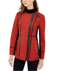 Inc International Concepts Inc Faux Leather Trim Moto Jacket Created For Macy S In Red Lyst