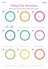 telling time worksheets with answer key
