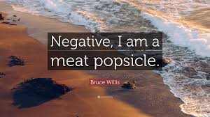 Popsicles should be the new black and then everyone would have one. Bruce Willis Quote Negative I Am A Meat Popsicle