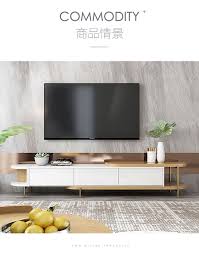 Luxury White Movable Tv Stand And Round Coffee Table Combination Nordic Minimalist Living Room Wood Furniture Set Ruang Keluarga