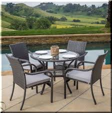 Patio Dining Set 5 Piece Round Table Chairs Metal Resin Wicker Garden Furniture Ebay Wicker Dining Set Outdoor Tables And Chairs Patio Furniture Dining Set