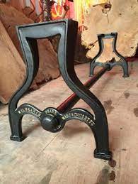 The metal base is a dark black iron finish and the top of the table is a unique storm gray finish. 32 Cast Iron Table Legs Ideas Cast Iron Table Legs Table Legs Iron Table Legs