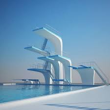 Diving off the low board isn't too different from the side of the pool, but the high board is a different story. Diving Diving Board Diving High Diving