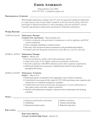 Maintenance Manager Resume Examples Maintenance Livecareer