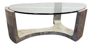Espresso large oval glass coffee table with shelf. Maitland Smith Style Tessellated Stone Oblong Coffee Table Chairish