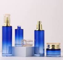 New Coming Cosmetic Blue Plastic Pump Lotion Spray Bottle and Skincare  Packaging 120ml 100ml 80ml 50ml