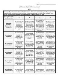 Interactions Within An Ecosystem Final Assessment Project Ecosystems Ecosystems Projects Biology Classroom