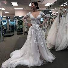 Illusion Sleeve Plunging Ball Gown Wedding Dress David S Bridal Davids Bridal Wedding Dresses Ball Gowns Wedding Ball Gown Wedding Dress