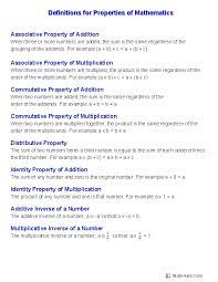 Properties Worksheets Properties Of Mathematics Worksheets Mathematics Worksheets Math Properties Mathematics