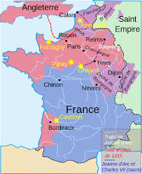Map Of France After The Treaty Of Troyes The Yellow Represents The Battles Of Jeanne D Arc And Charles Vii France Map Map Joan Of Arc