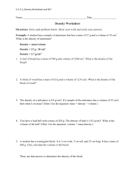 Density Worksheet Pdesas Org Offline